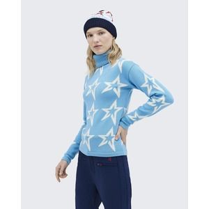 Perfect Moment Star Dust Turtleneck Sweater Layer Sky Blue Stars Merino Wool S